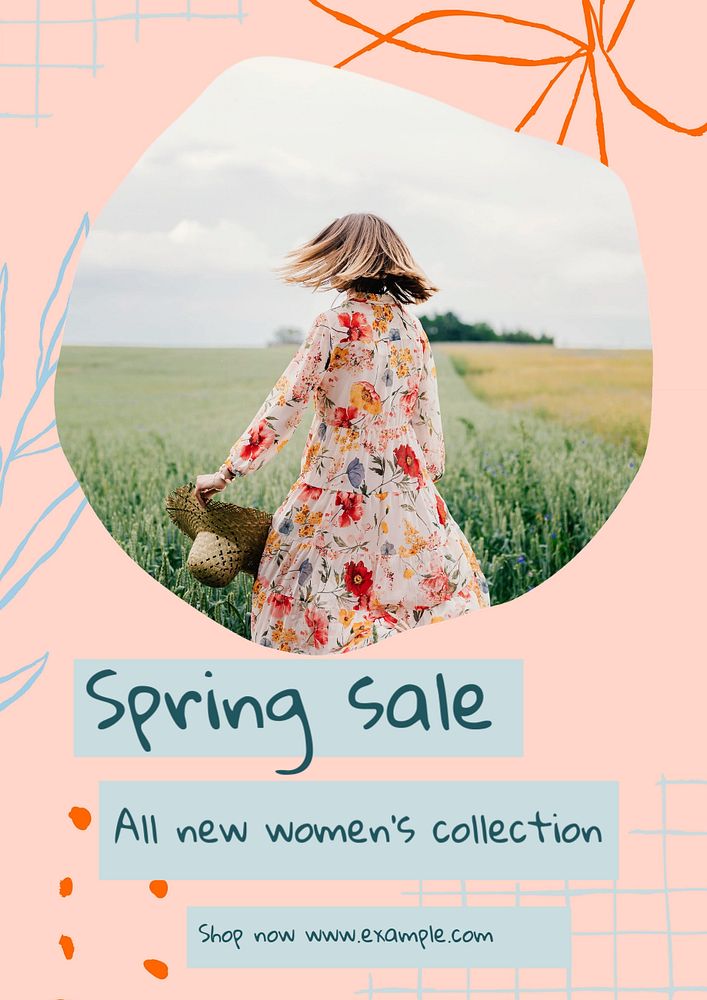 Spring sale  poster template, editable text & design