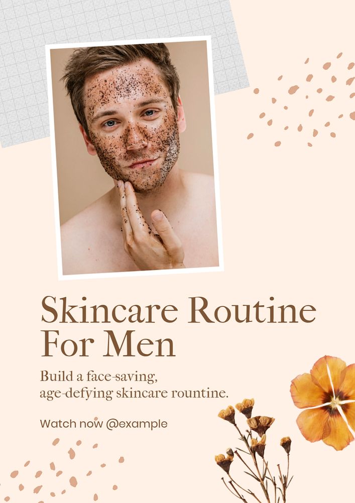 Men's skincare  poster template, editable text & design