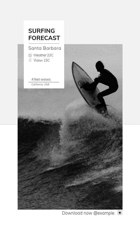 Surfing forecast  Instagram story template, editable text