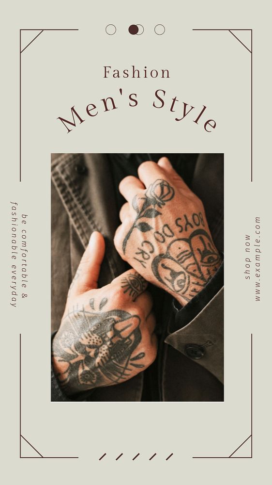 Men's style  Instagram story template, editable text