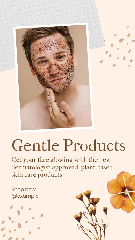 Gentle products  Instagram story template, editable text