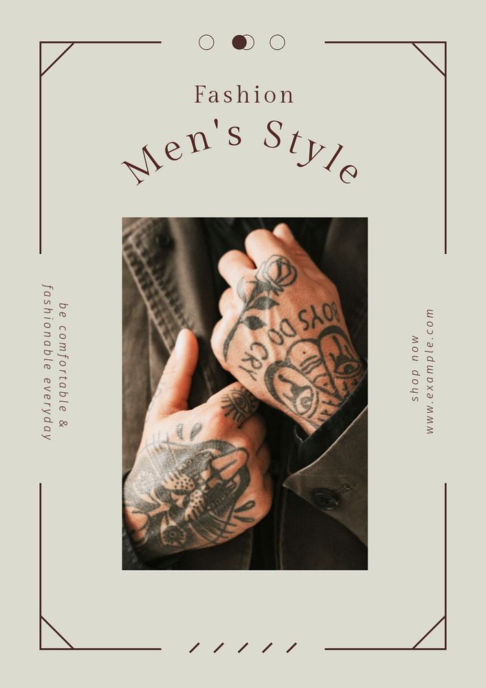 Men's style  poster template, editable text & design