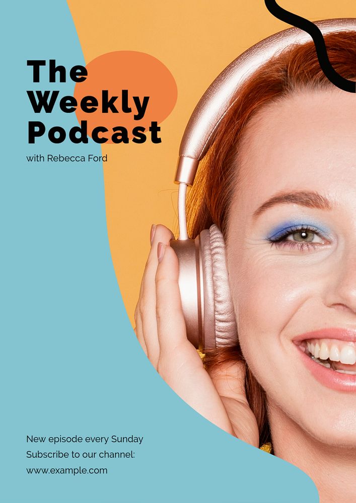 Weekly podcast  poster template, editable text & design