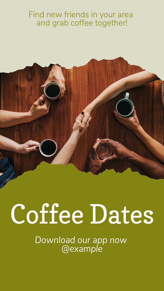 Coffee dates  Instagram story template, editable text