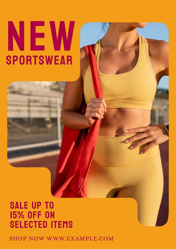 New sportswear poster template, editable text and design