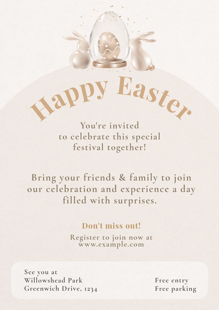 Happy Easter poster template, editable text and design