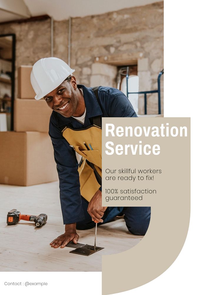 Renovation service  poster template, editable text & design