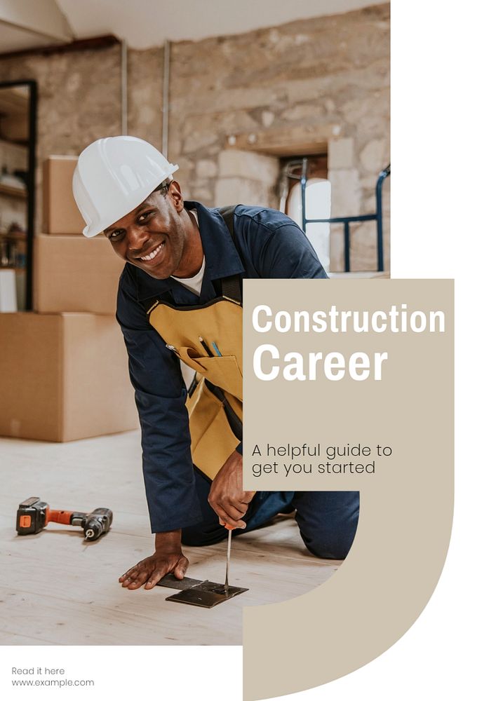 Construction career poster template, editable text & design