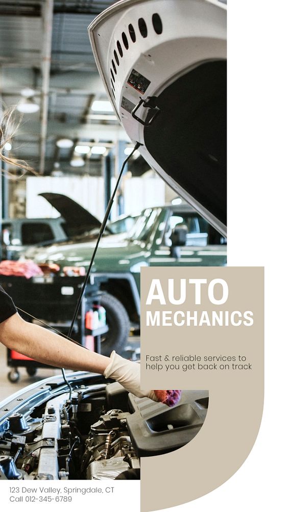 Car mechanics  Instagram story template, editable text