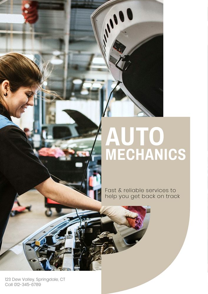 Car mechanics  poster template, editable text & design