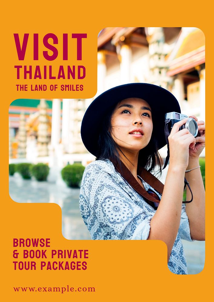 Visit Thailand poster template, editable text and design