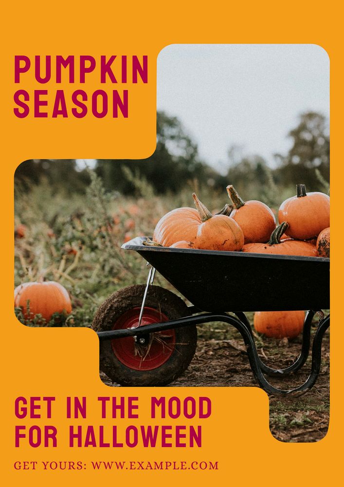 Pumpkin season poster template, editable text and design