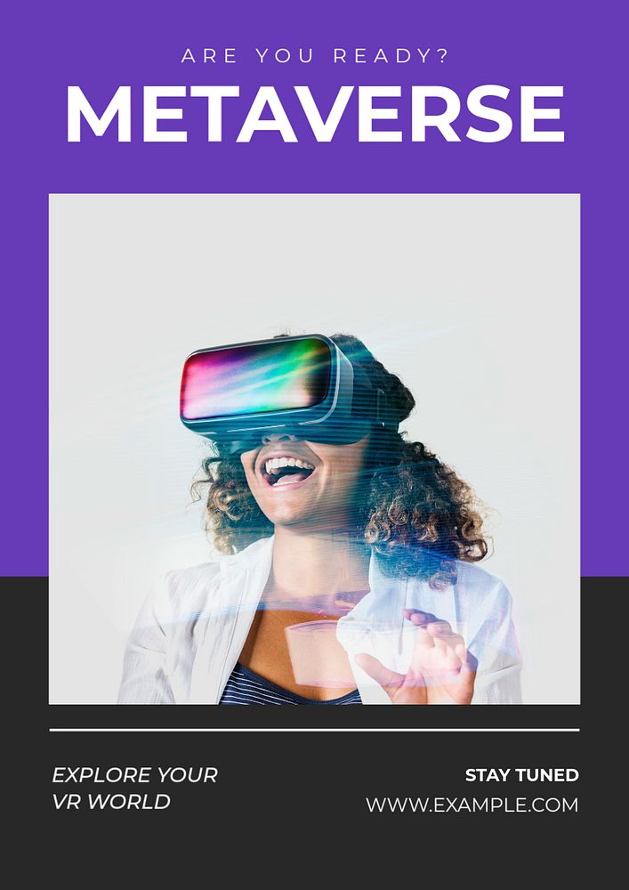 Metaverse poster template, editable text and design