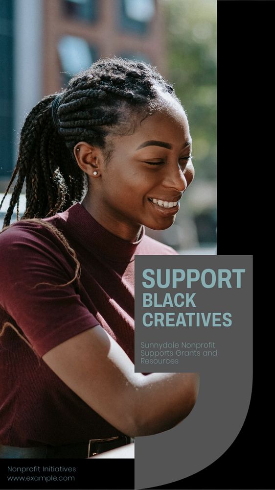 Support Black creatives  Instagram story template, editable text