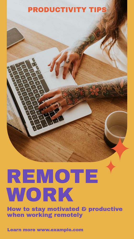 Remote work social story template, editable Instagram design 