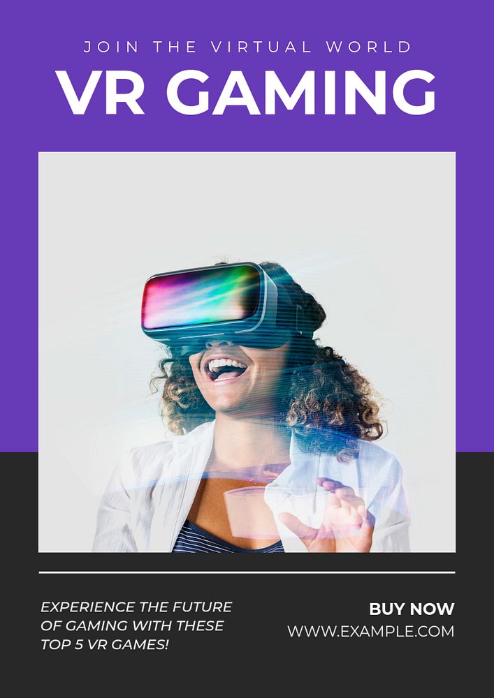 VR games poster template, editable text and design