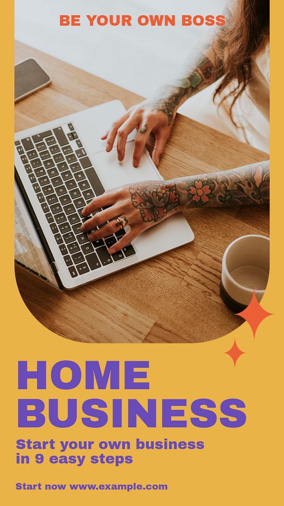 Home business Instagram story template, editable text