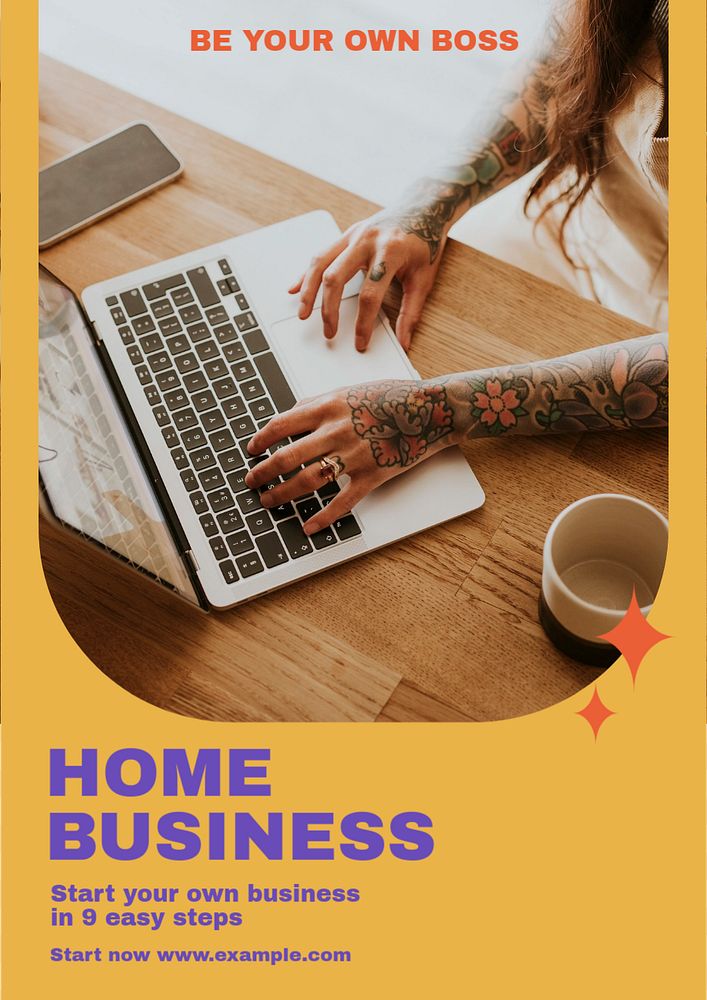 Home business poster template, editable text and design