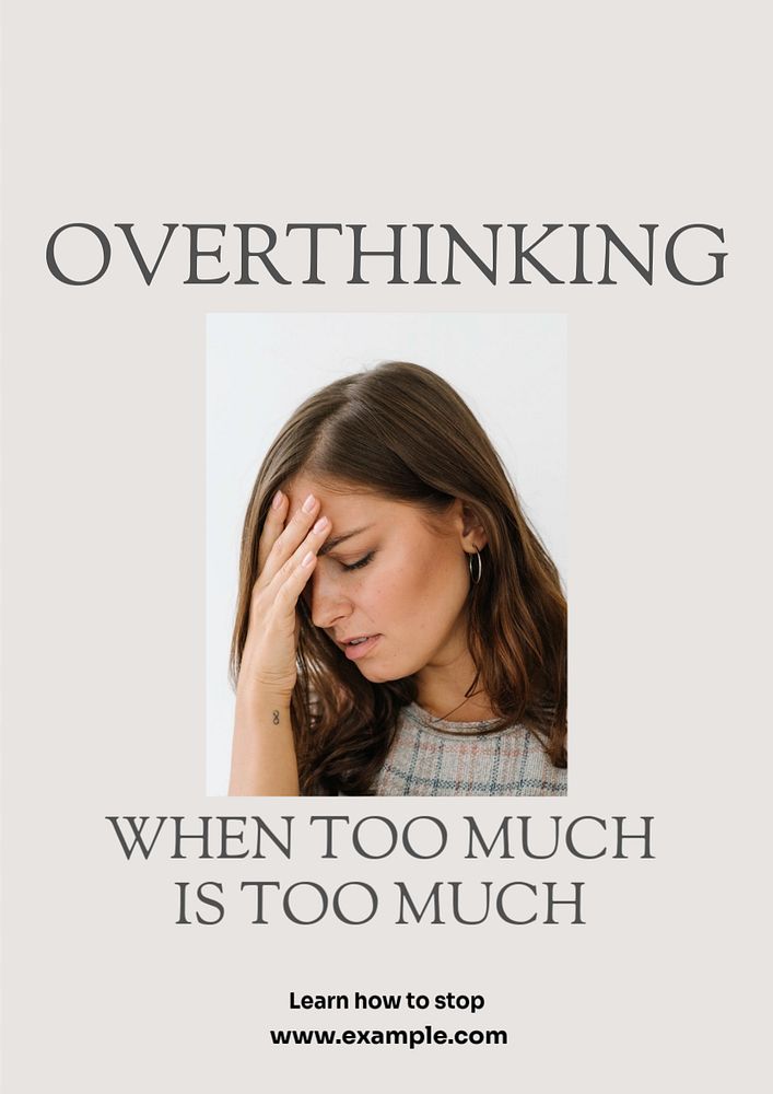 Overthink & stress  poster template, editable text & design