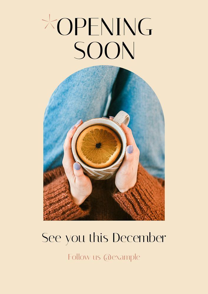 Opening soon  poster template, editable text & design