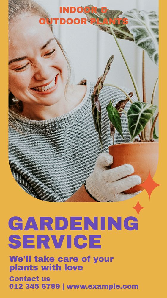 Gardening service Instagram story template, editable text