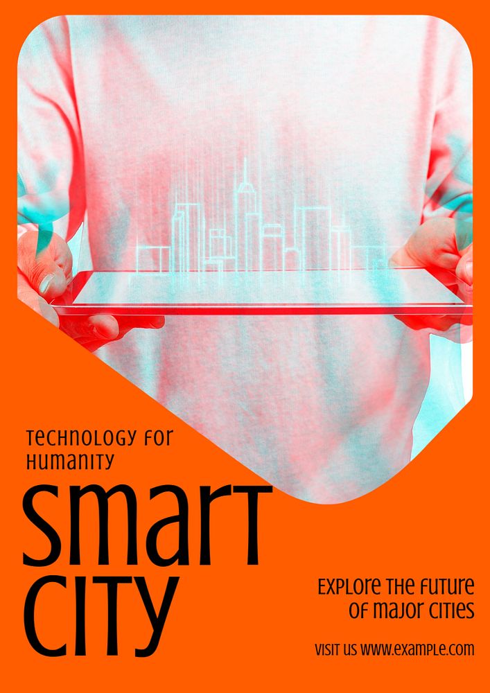 Smart city  poster template, editable text & design