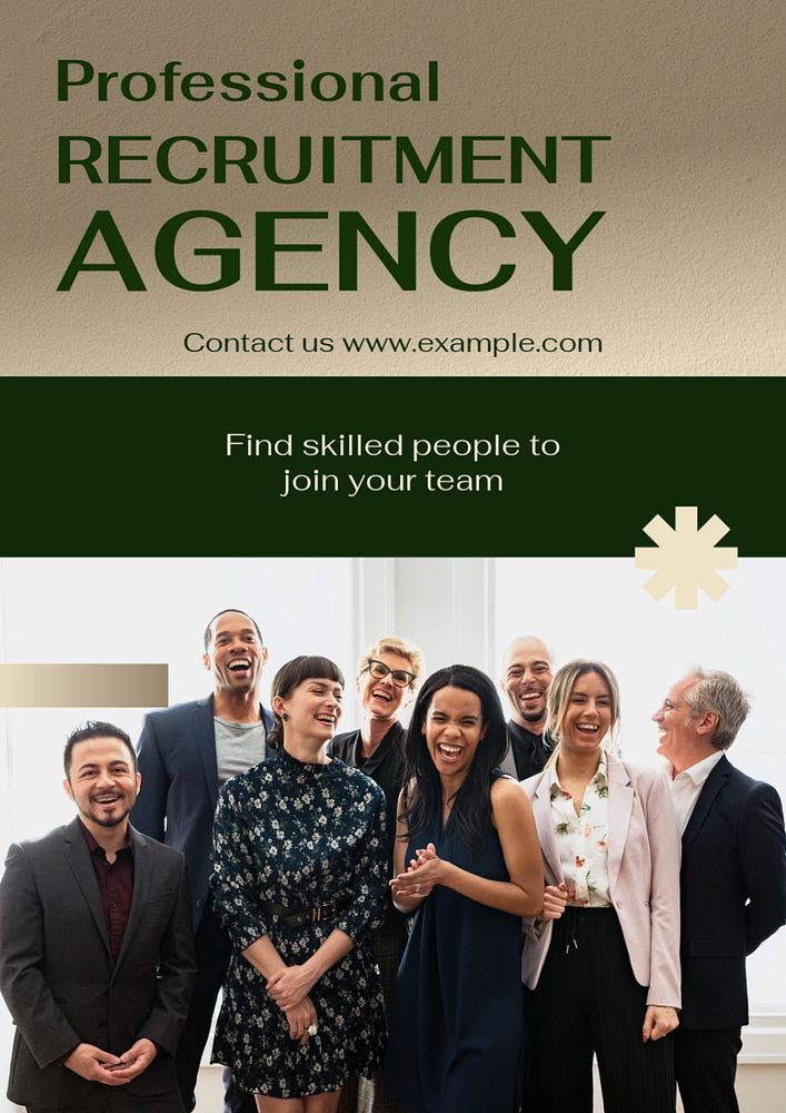 Recruitment poster template, editable text and design