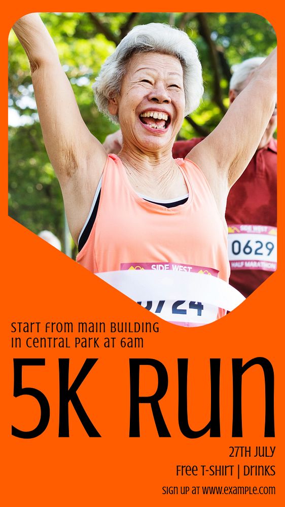 5K Run  Instagram story template, editable text