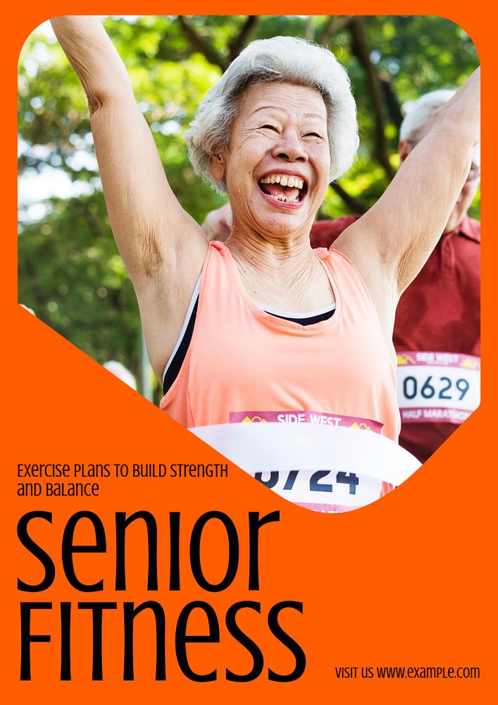 Senior fitness  poster template, editable text & design