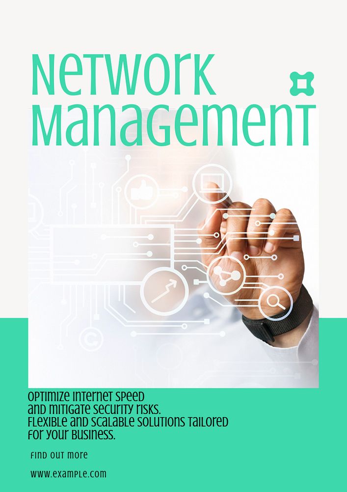 Network management  poster template, editable text & design