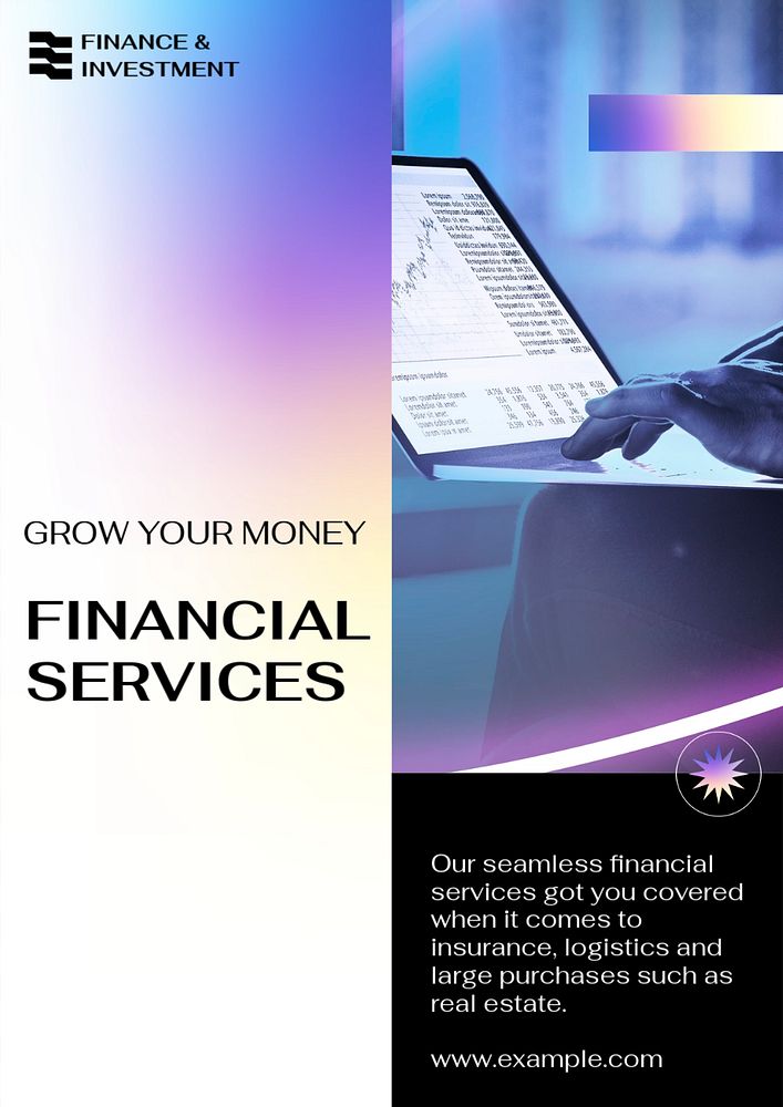 Financial services poster template, editable text and design