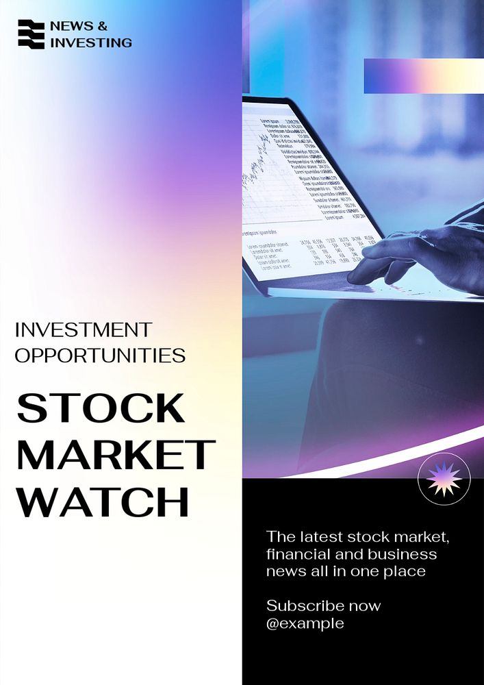 Stock market watch poster template, editable text and design