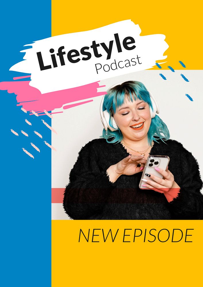 Lifestyle podcast  poster template, editable text & design