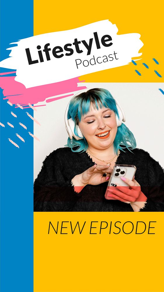 Lifestyle podcast  Instagram story template, editable text