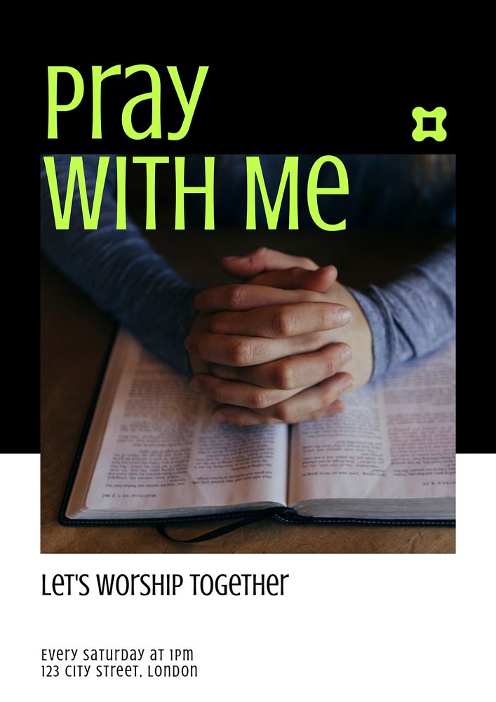 Praying  poster template, editable text & design