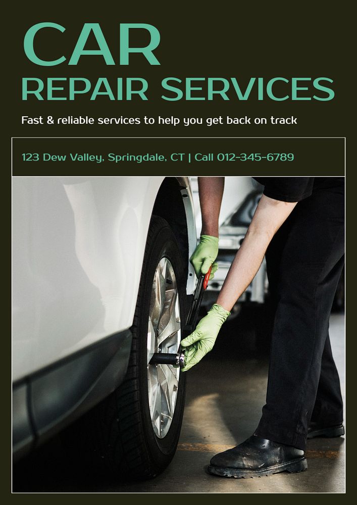 Car repair   poster template, editable text & design