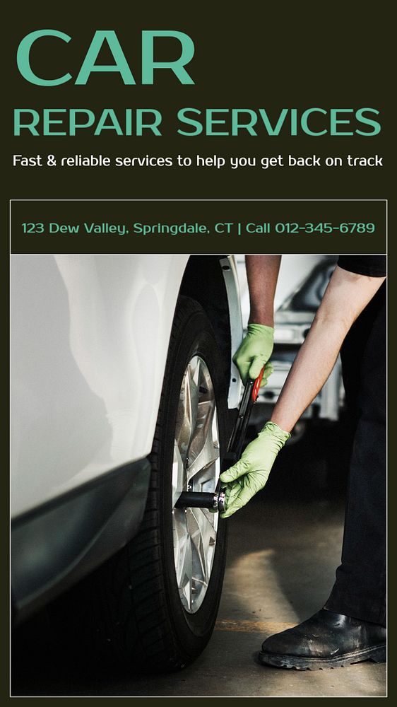 Car repair   Instagram story template, editable text