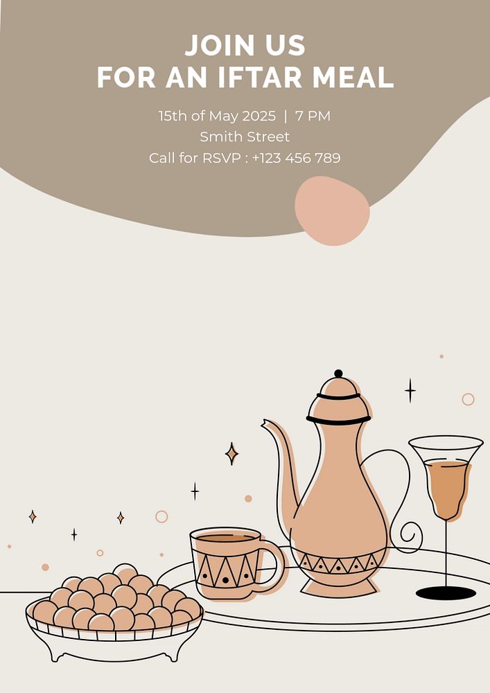 Iftar meal invitation  poster template, editable text & design