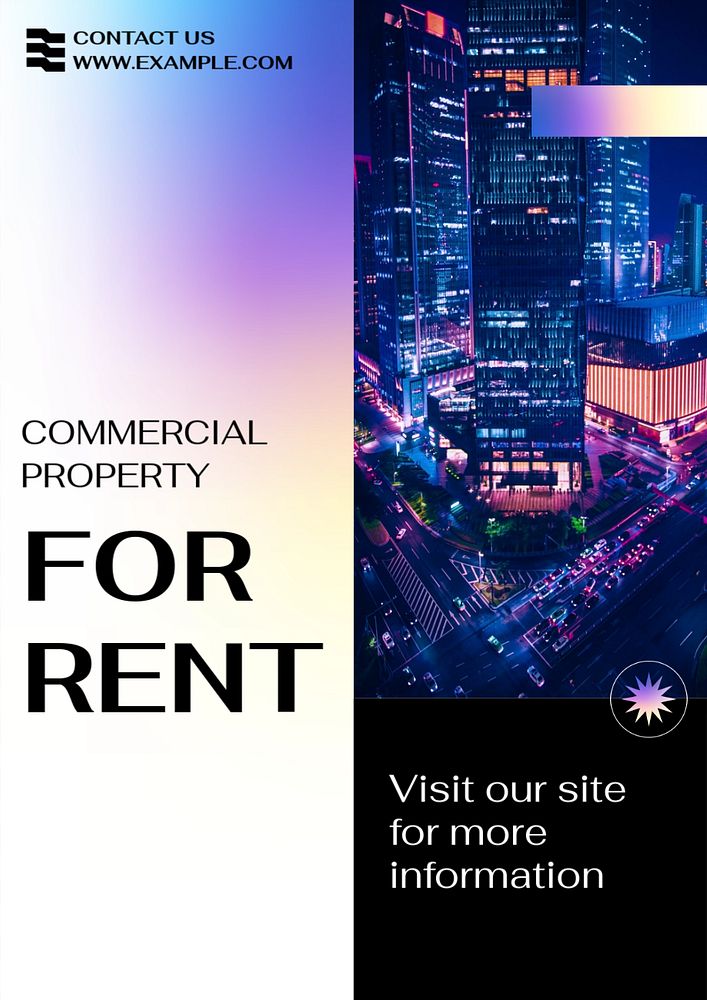 Commercial property rental poster template, editable text and design