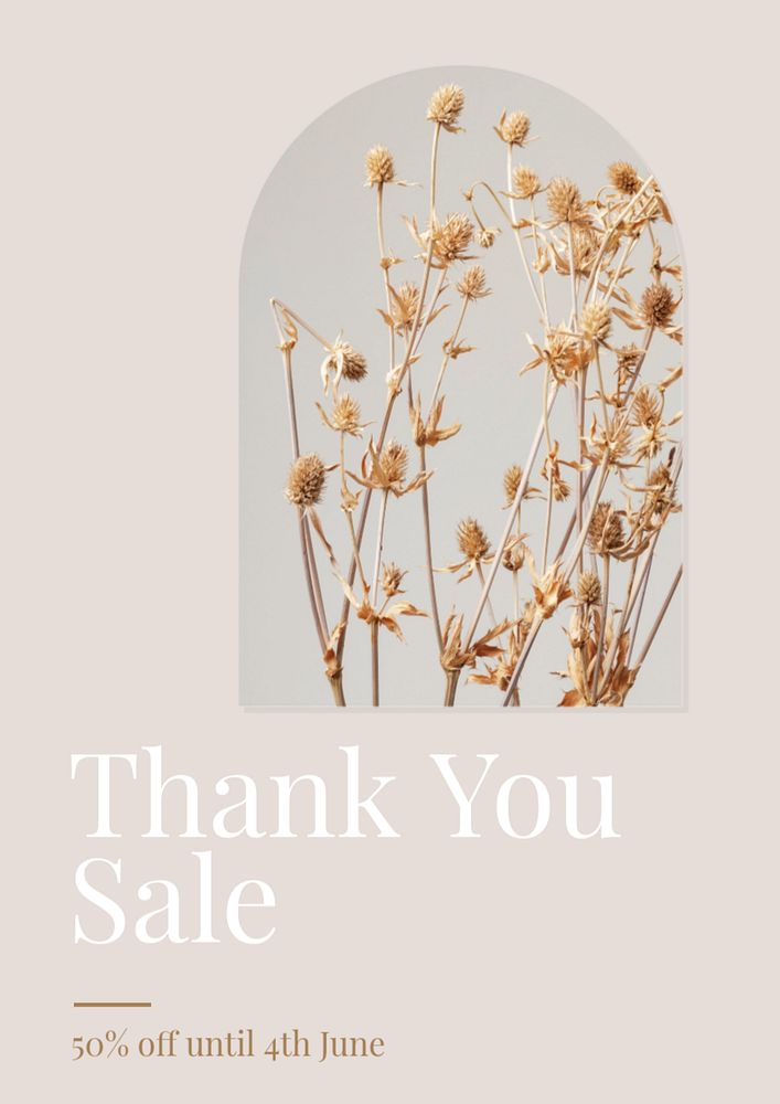 Thank you sale  poster template, editable text & design