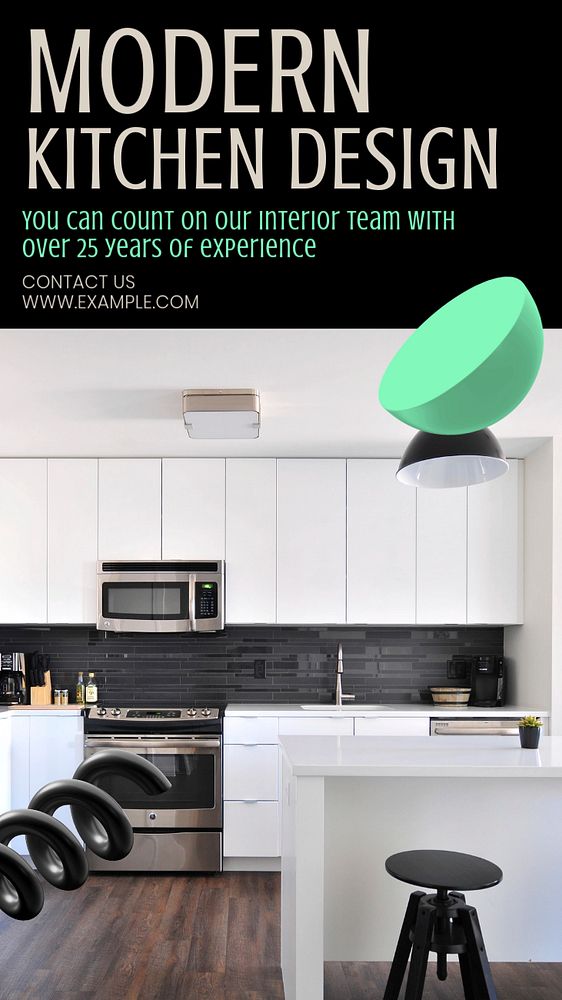 Modern kitchen design  Instagram story template, editable text