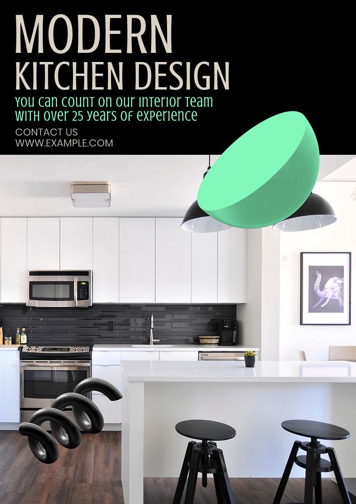 Modern kitchen design  poster template, editable text & design