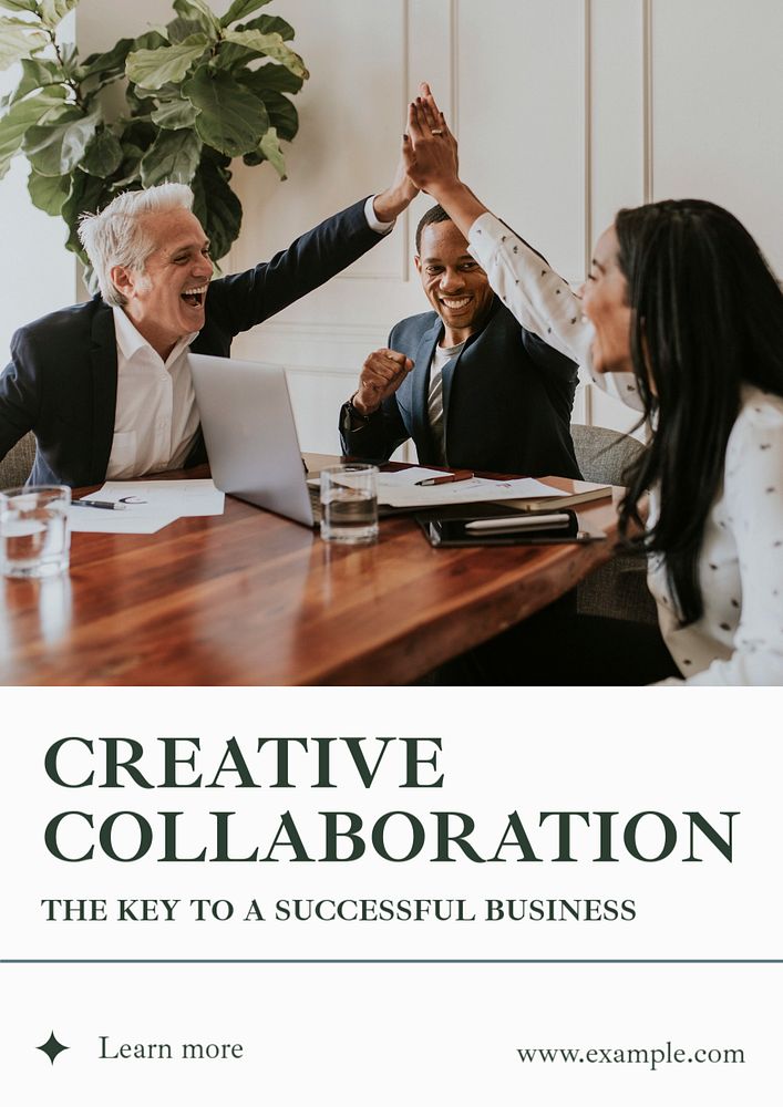 Creative collaboration poster template, editable text and design