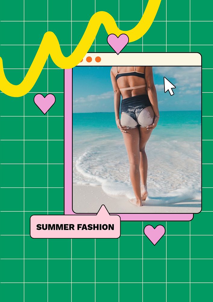 Summer fashion  poster template, editable text & design