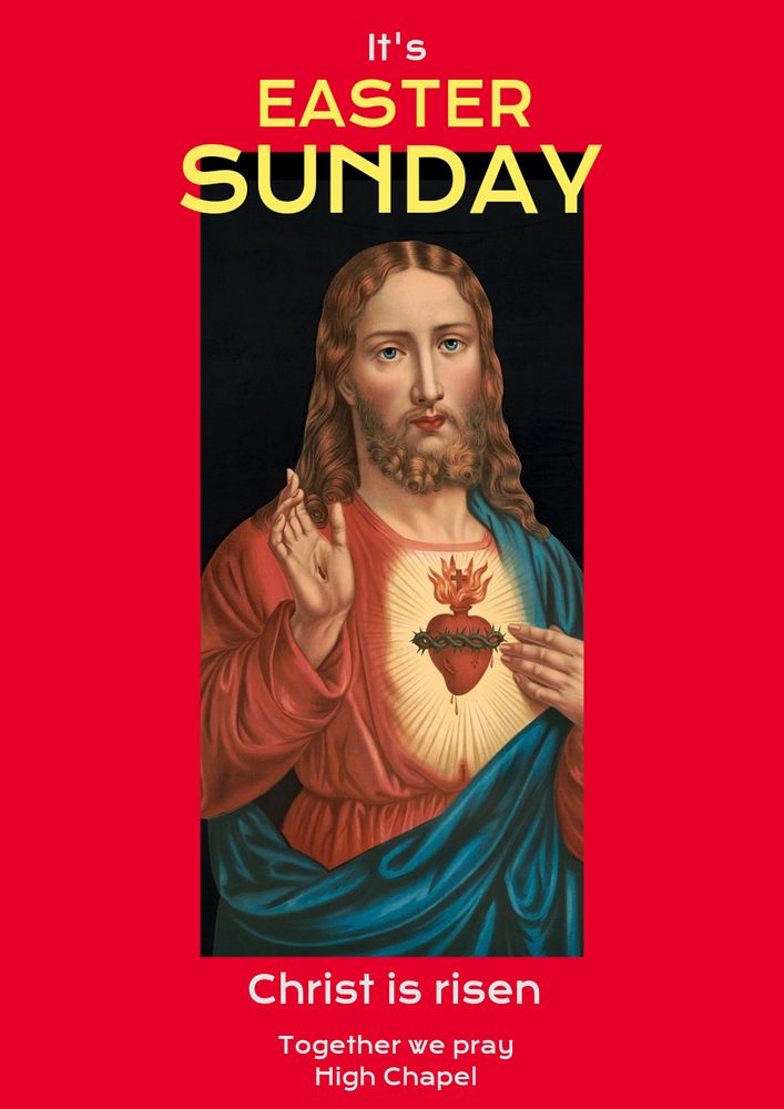 Easter Sunday poster template, editable text and design