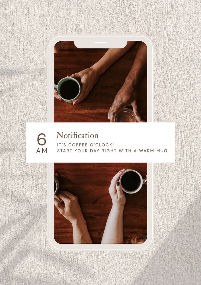 Morning coffee notification  poster template, editable text & design