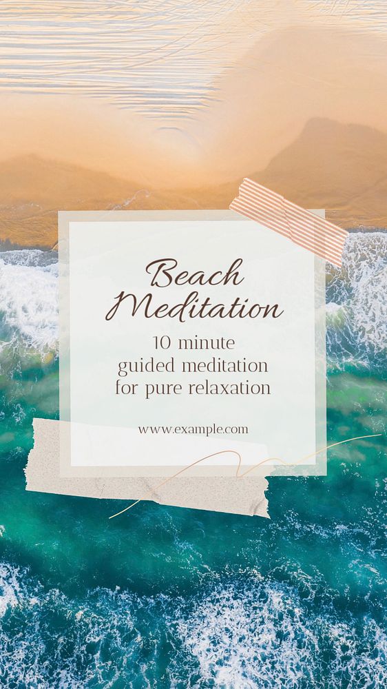 Beach meditation  Instagram story template, editable text