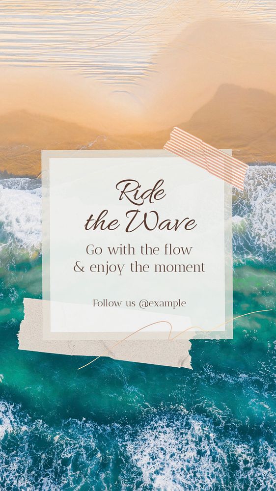 Ride the wave  Instagram story template, editable text