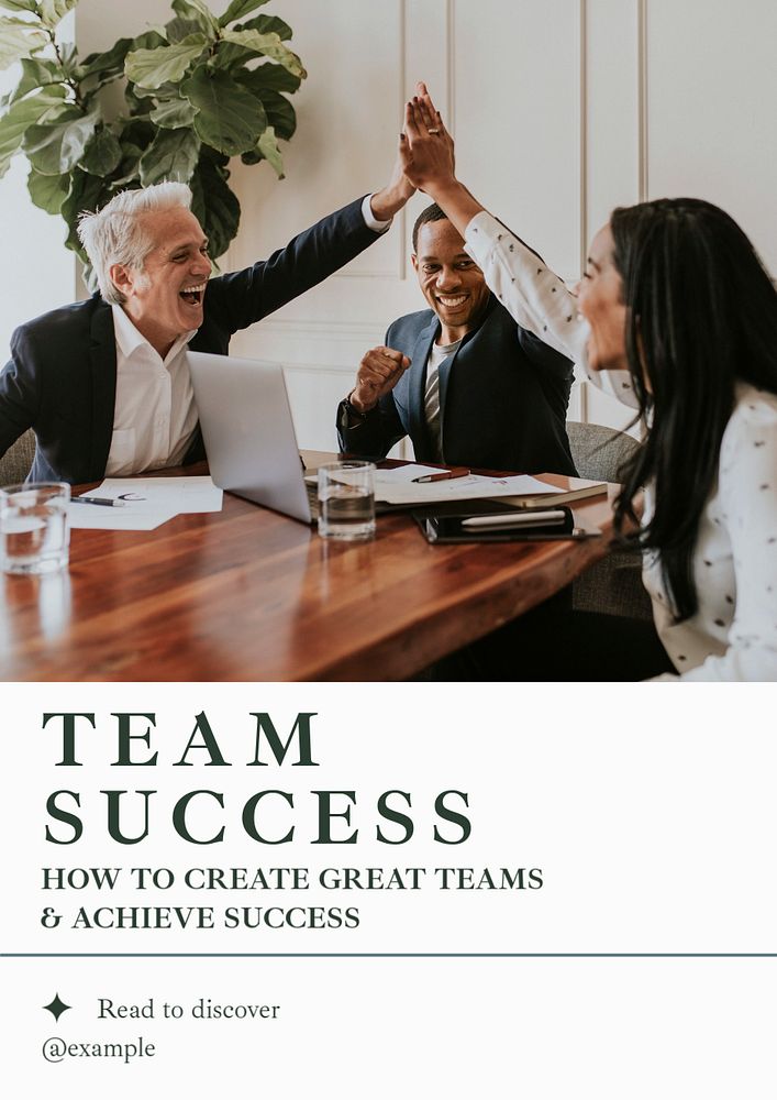 Team success poster template, editable text and design