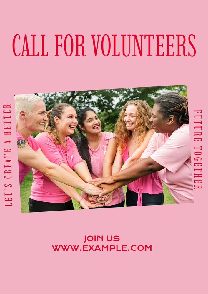 Call for volunteers poster template, editable text and design